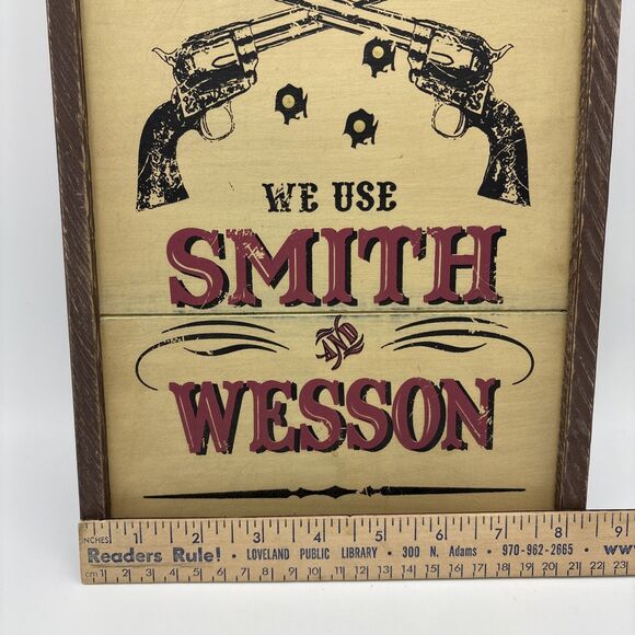 SMITH AND WESSON Wood Sign Framed (14” x 8”) - Picture 6 of 7